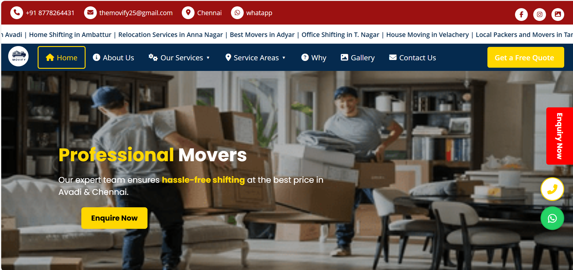 Movify Packers & Movers Website